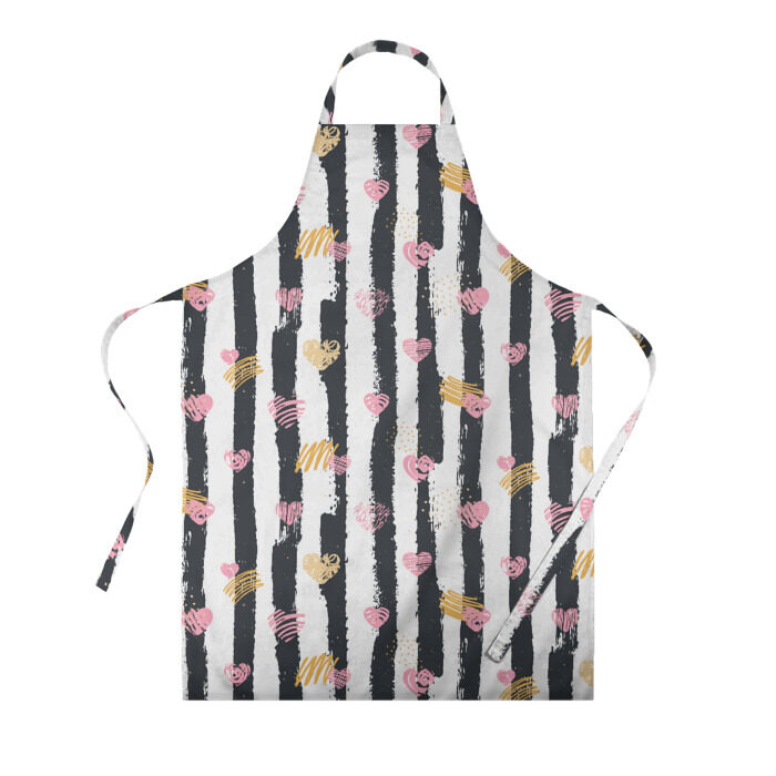 Фартук 3D Влюбленные сердца с полосками фото