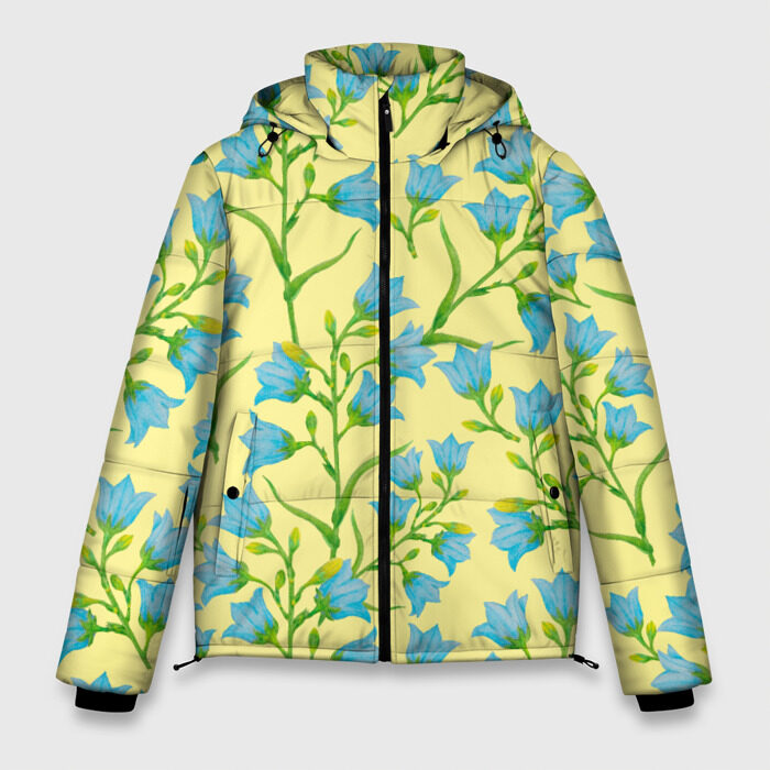 Мужская зимняя куртка 3D Колокольчики на желтом фоне фото