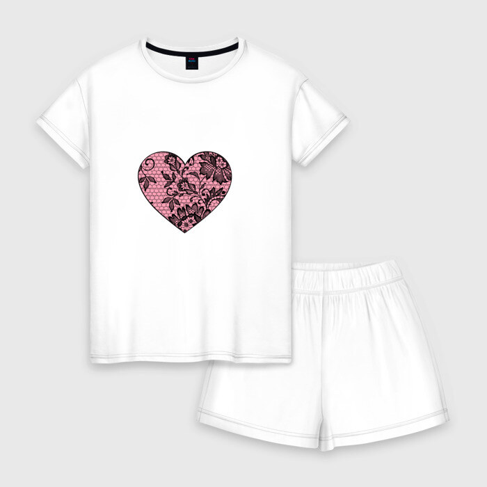 Женская пижама с шортиками хлопок Сердечко фото