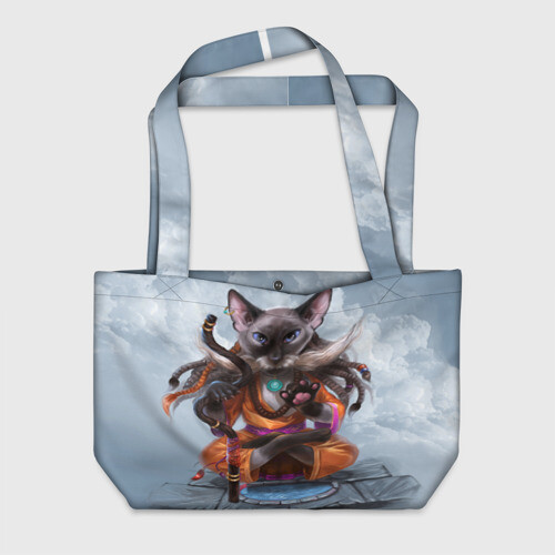 Пляжная сумка 3D Кот-йог фото