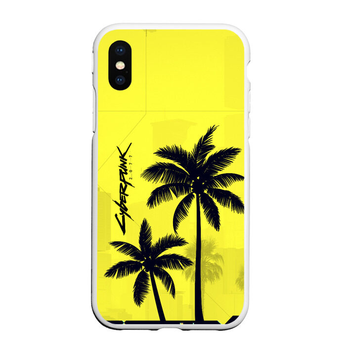 Чехол для iPhone XS Max матовый Cyberpunk 2077 - Пальмы фото