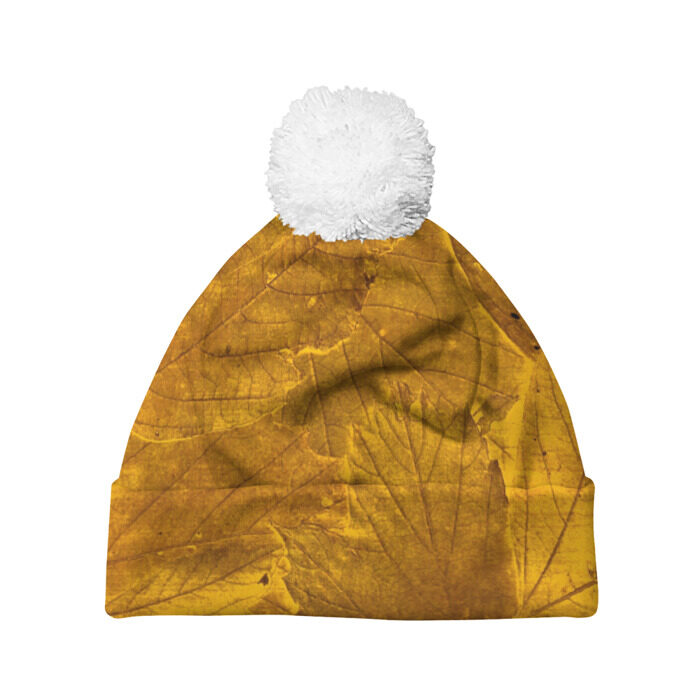 Шапка 3D c помпоном Желтые листья фото