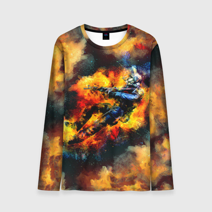 Мужской лонгслив 3D CS GO Fire фото