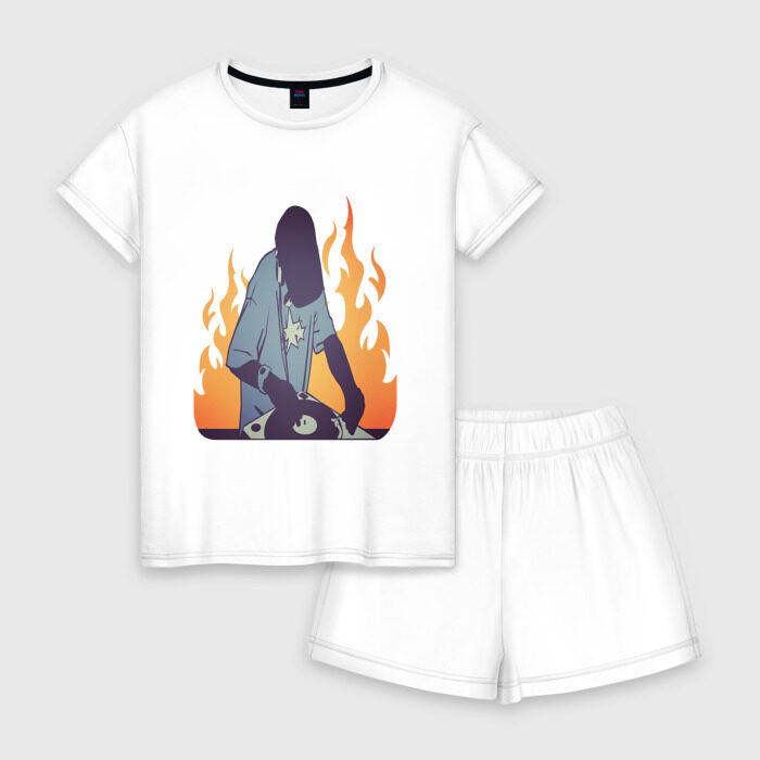 Женская пижама с шортиками хлопок Всемирный день ди-джея фото