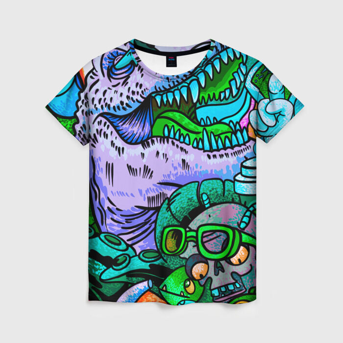 Женская футболка 3D Рекс динозавр фото