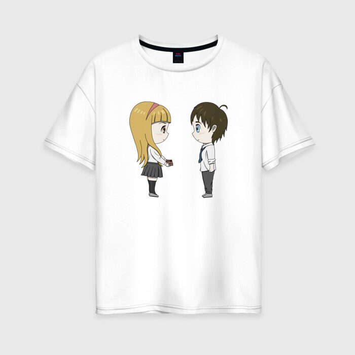 Женская футболка хлопок Oversize День влюбленных. Чиби фото