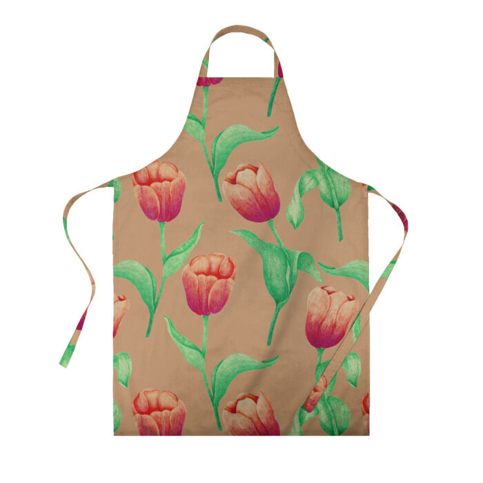 Фартук 3D Тюльпаны на бежевом фоне фото