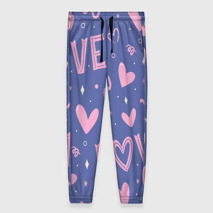 Женские брюки 3D Любовь паттерн фото