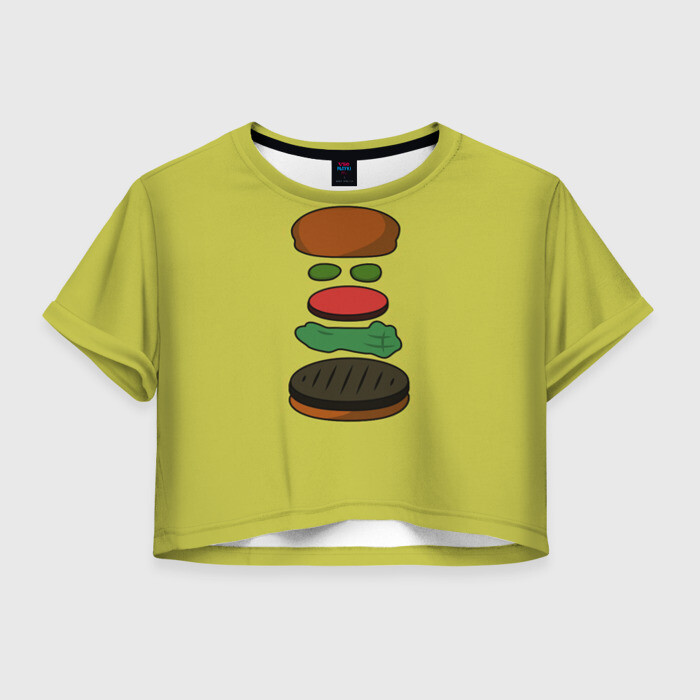 Женская футболка Crop-top 3D Бургер в разборе фото
