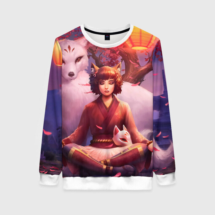 Женский свитшот 3D Девушка-лиса фото