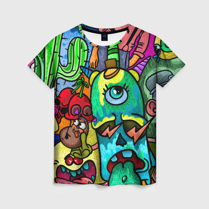 Женская футболка 3D Дудл2 фото