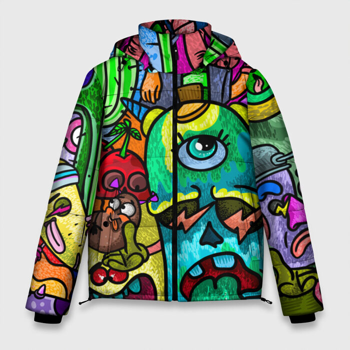 Мужская зимняя куртка 3D Дудл2 фото