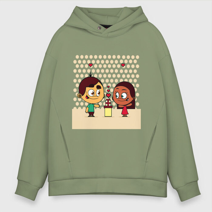 Мужское худи Oversize хлопок День святого Валентина фото
