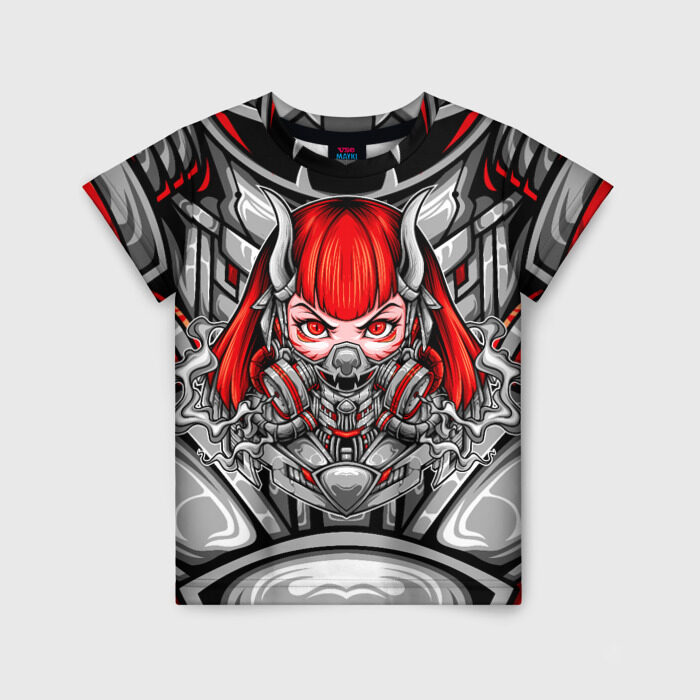 Детская футболка 3D Девушка в маске фото