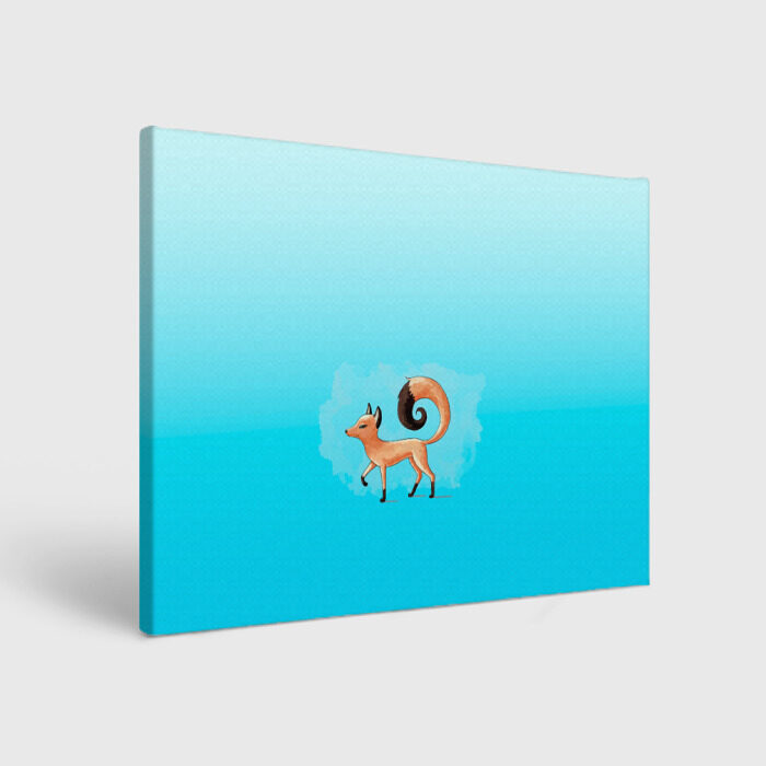 Холст прямоугольный гуляющий лисенок фото