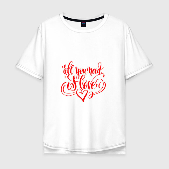 Мужская футболка хлопок Oversize все,что тебе нужно-любовь фото