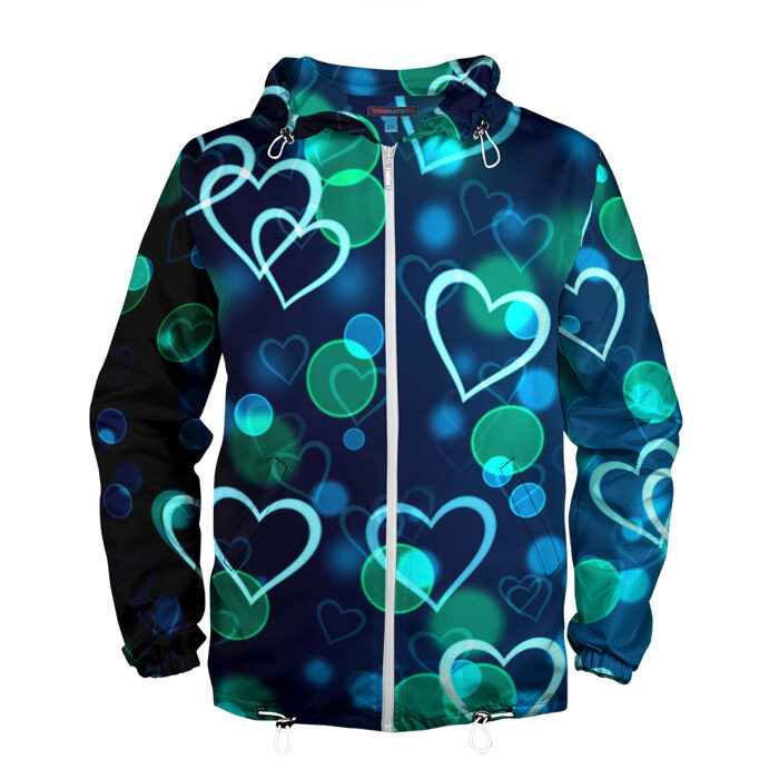 Мужская ветровка 3D Сердца фото