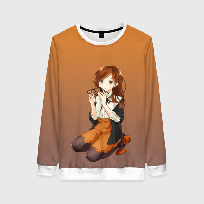 Женский свитшот 3D анимешная девочка очки офис фото