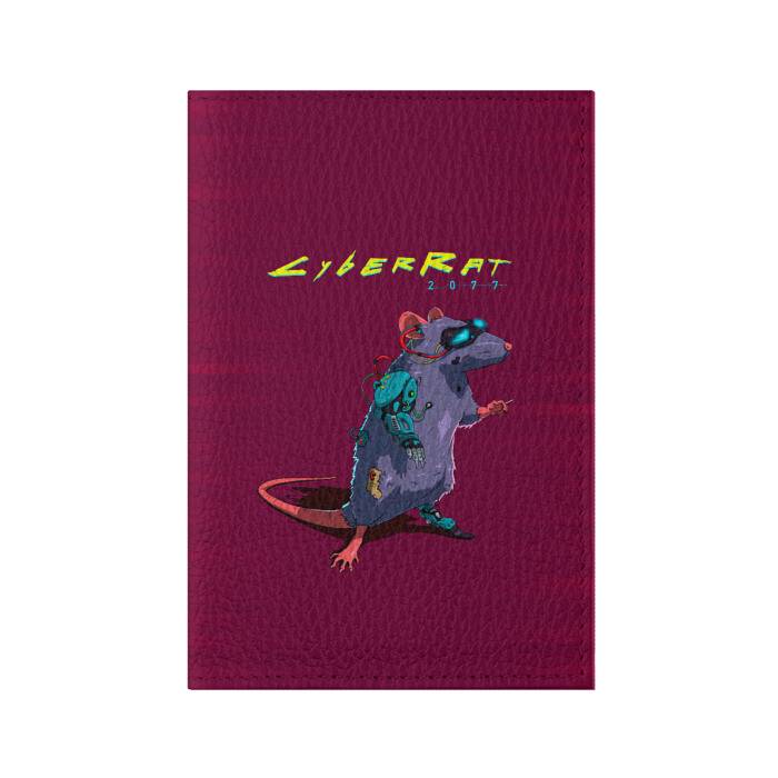 Обложка для паспорта матовая кожа CyberRat 2077|КиберКрыс 2077 фото