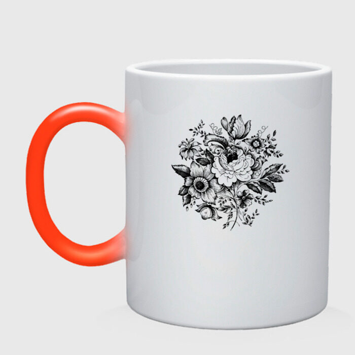 Кружка хамелеон Flowers фото