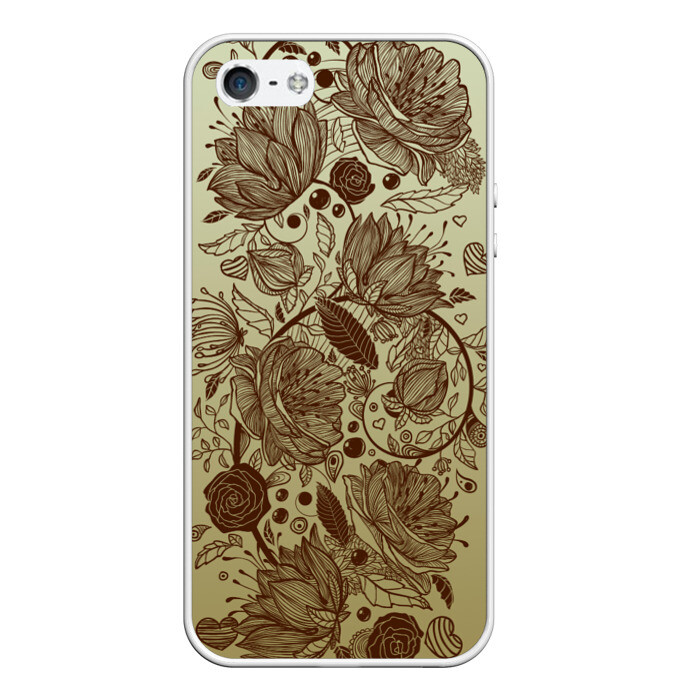 Чехол для iPhone 5/5S матовый чехол дудлинг цветы фото