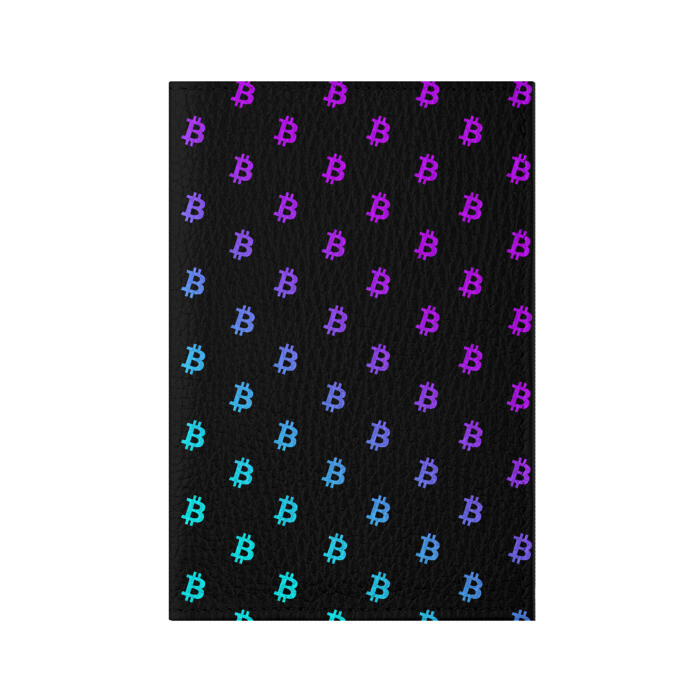 Обложка для паспорта матовая кожа БИТКОИН НЕОН |BITCOIN NEON (Z) фото