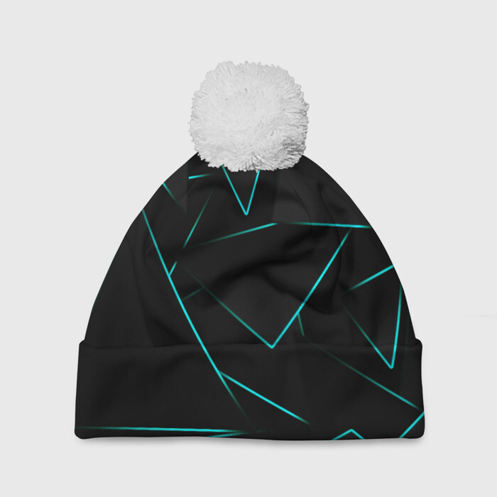 Шапка 3D c помпоном НЕОНОВЫЕ ТРЕУГОЛЬНИКИ фото