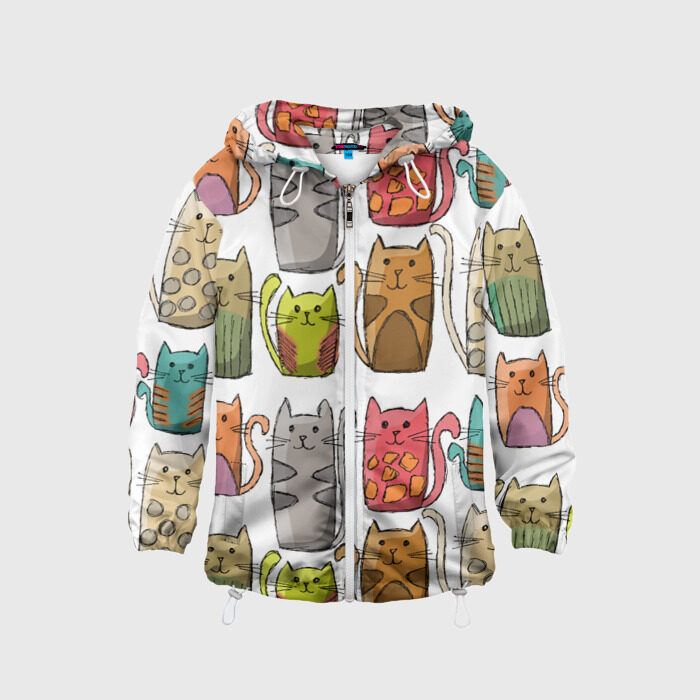 Детская ветровка 3D Котейки фото