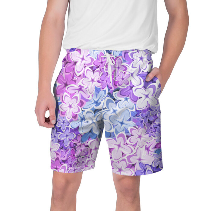 Мужские шорты 3D СИРЕНЬ | ЦВЕТЫ | LILAC фото
