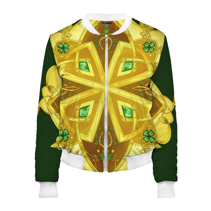 Женский бомбер 3D Золотой клевер фото