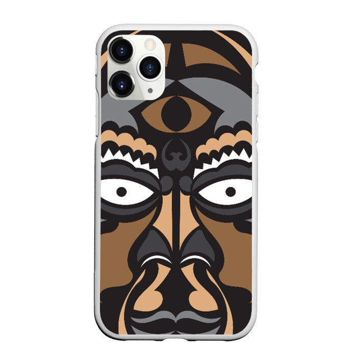 Чехол для iPhone 11 Pro матовый Лицо в Полинезийском стиле. фото