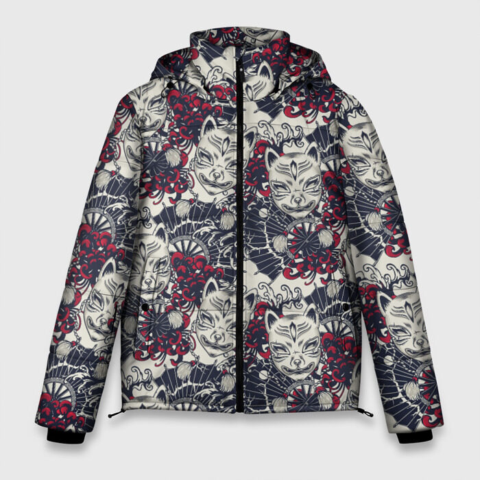 Мужская зимняя куртка 3D Японская маска демона фото