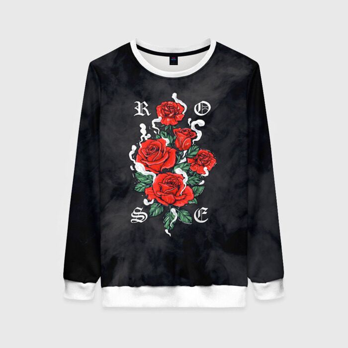 Женский свитшот 3D РОЗЫ | ROSES SMOKE фото