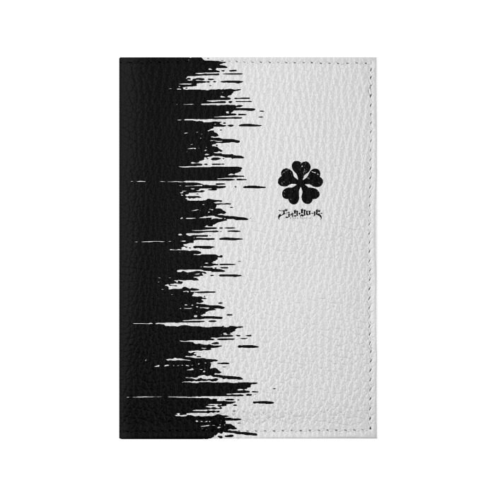 Обложка для паспорта матовая кожа Чёрный клевер, фото