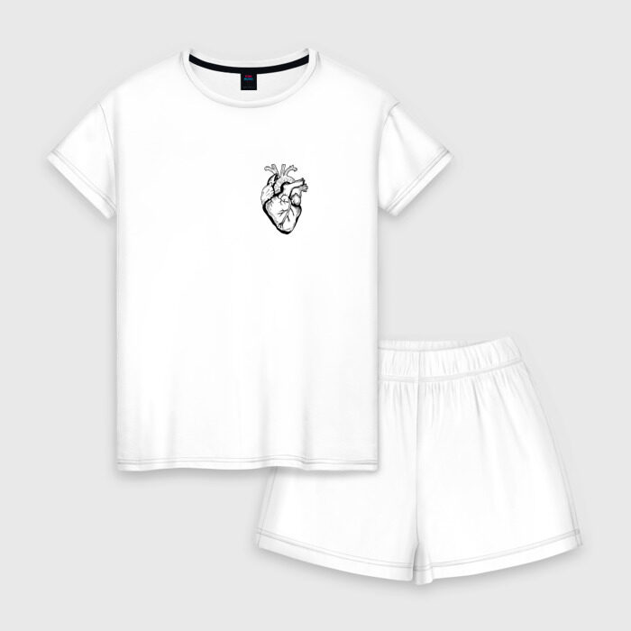 Женская пижама с шортиками хлопок Анатомическое сердце фото