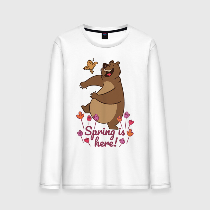 Мужской лонгслив хлопок Весенний медведь фото