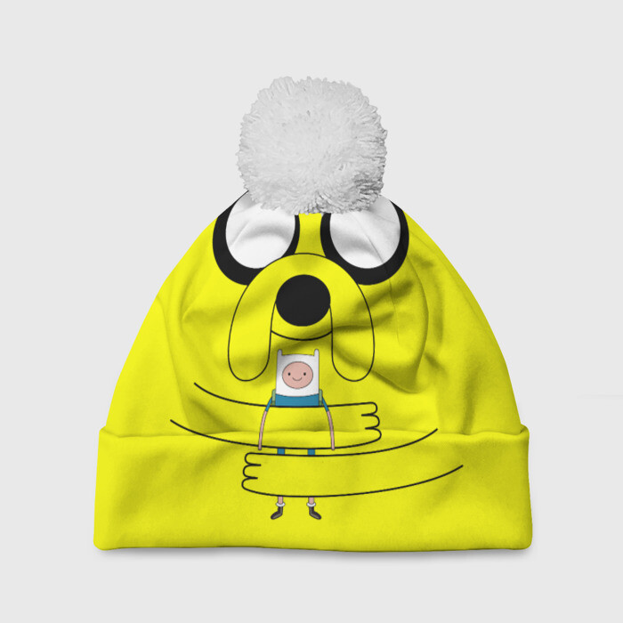 Шапка 3D c помпоном Джейк обнимает Финна фото