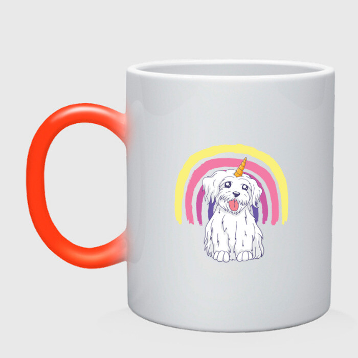 Кружка хамелеон Болонка Единорог фото