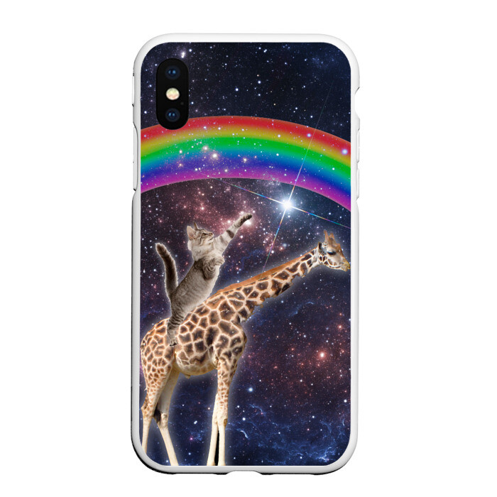 Чехол для iPhone XS Max матовый Кот на Жирафе фото