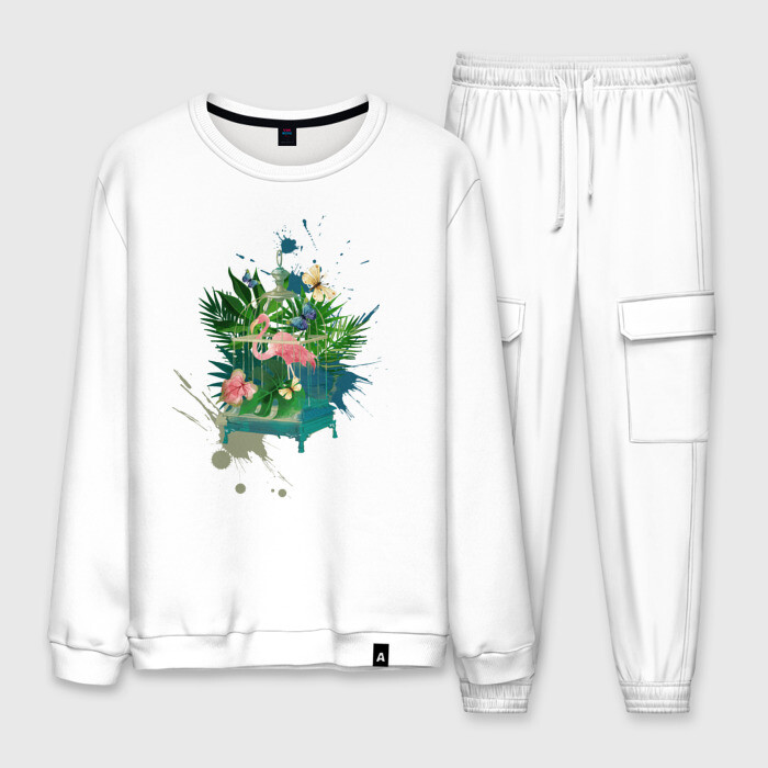 Мужской костюм хлопок фламинго фото