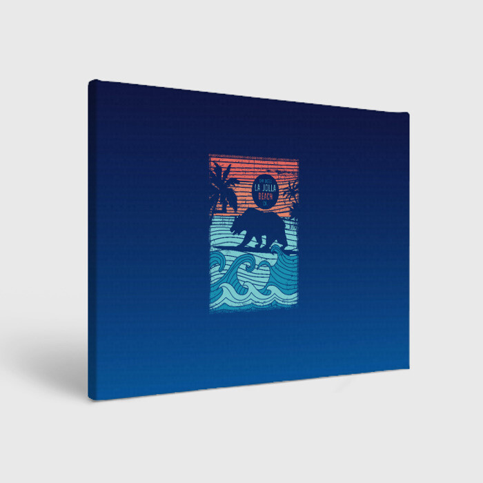 Холст прямоугольный Медведь на серфинге фото