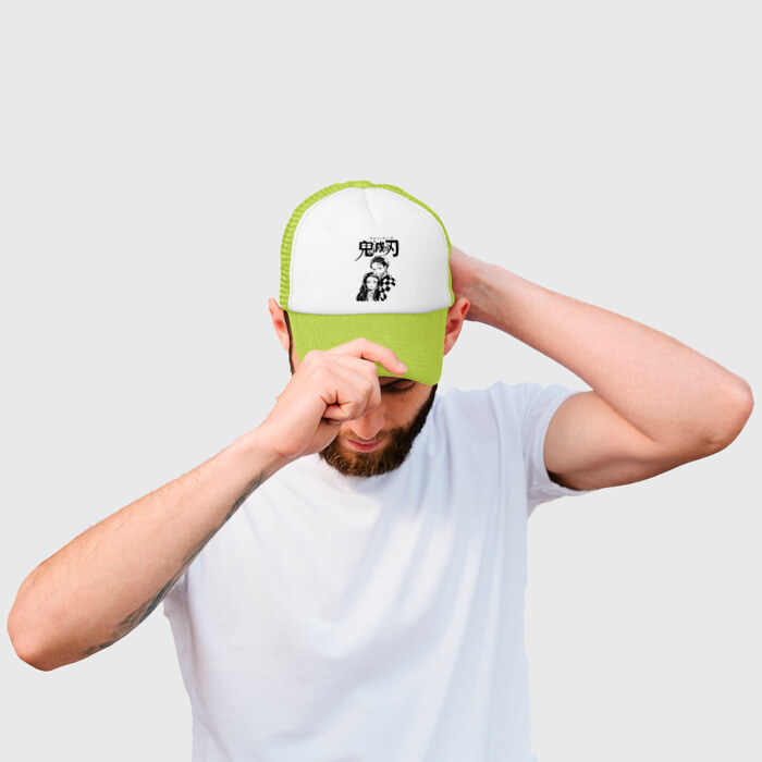 Кепка тракер с сеткой Танджиро и Незуко Kimetsu no Yaiba фото