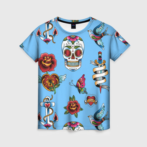 Женская футболка 3D Old school tattoo_1 фото