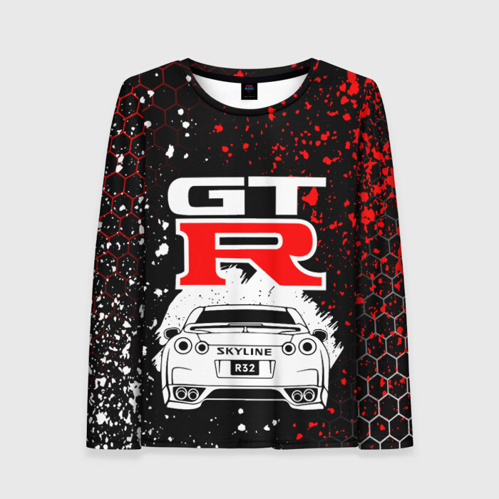 Женский лонгслив 3D NISSAN GT-R НИССАН GTR фото