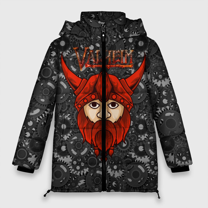 Женская зимняя куртка Oversize Valheim красный викинг фото