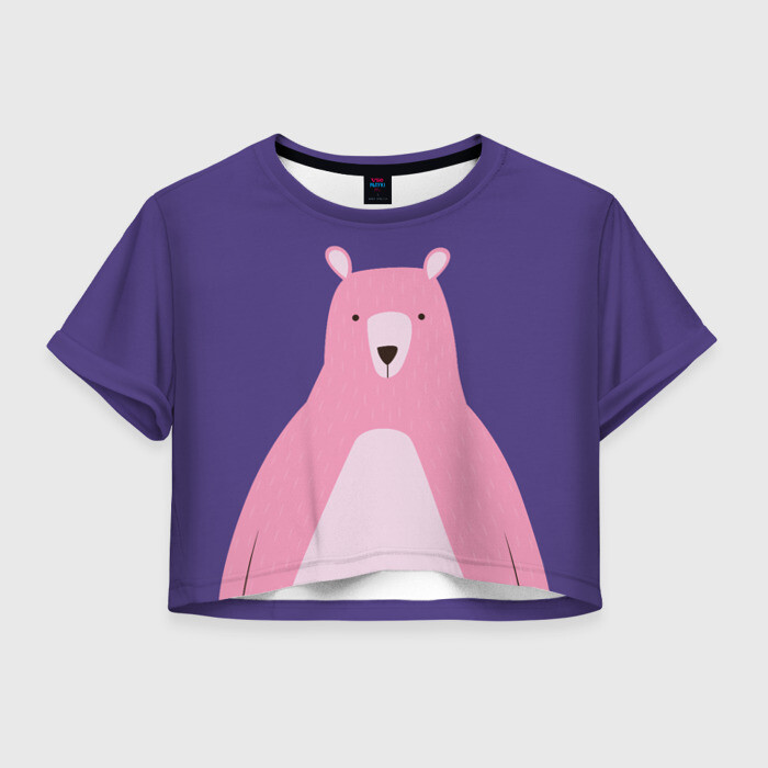 Женская футболка Crop-top 3D Розовый мишка фото
