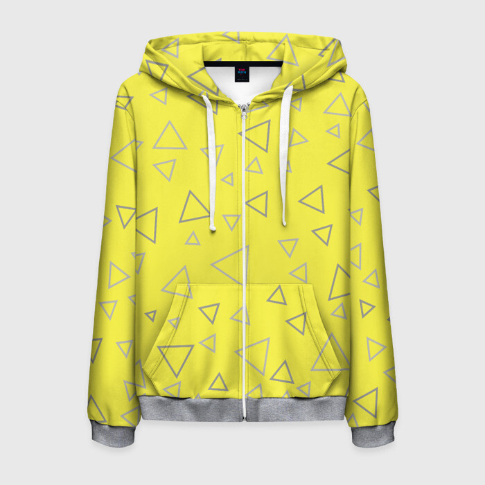 Мужская толстовка 3D на молнии Желтый и серый | Yellow & gray фото