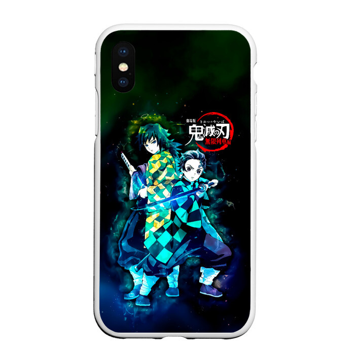 Чехол для iPhone XS Max матовый Гию и Танджиро Kimetsu no Yaiba фото