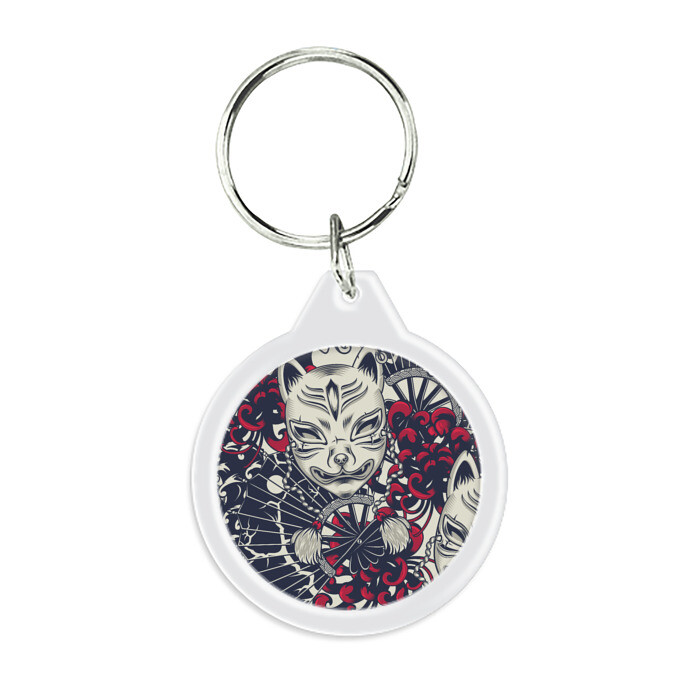 Брелок круглый Кицунэ | Маска лисы (Z) фото