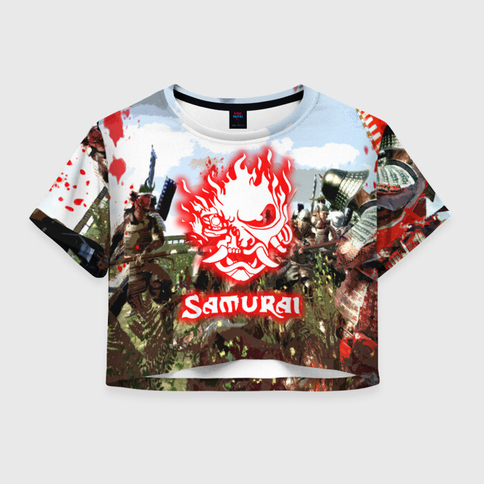 Женская футболка Crop-top 3D SAMURAI CYBERPUNK фото
